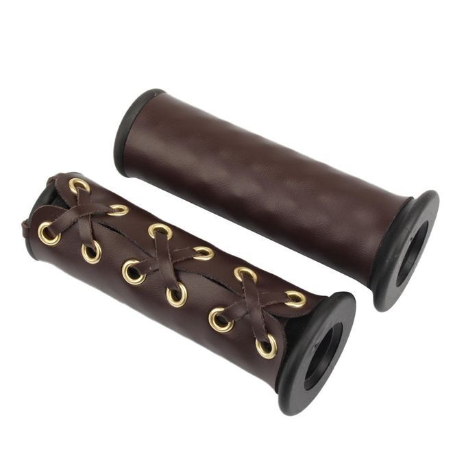 Handlebar Padded PU Leather Motorcycle Grip Cover Set Vibration Brown