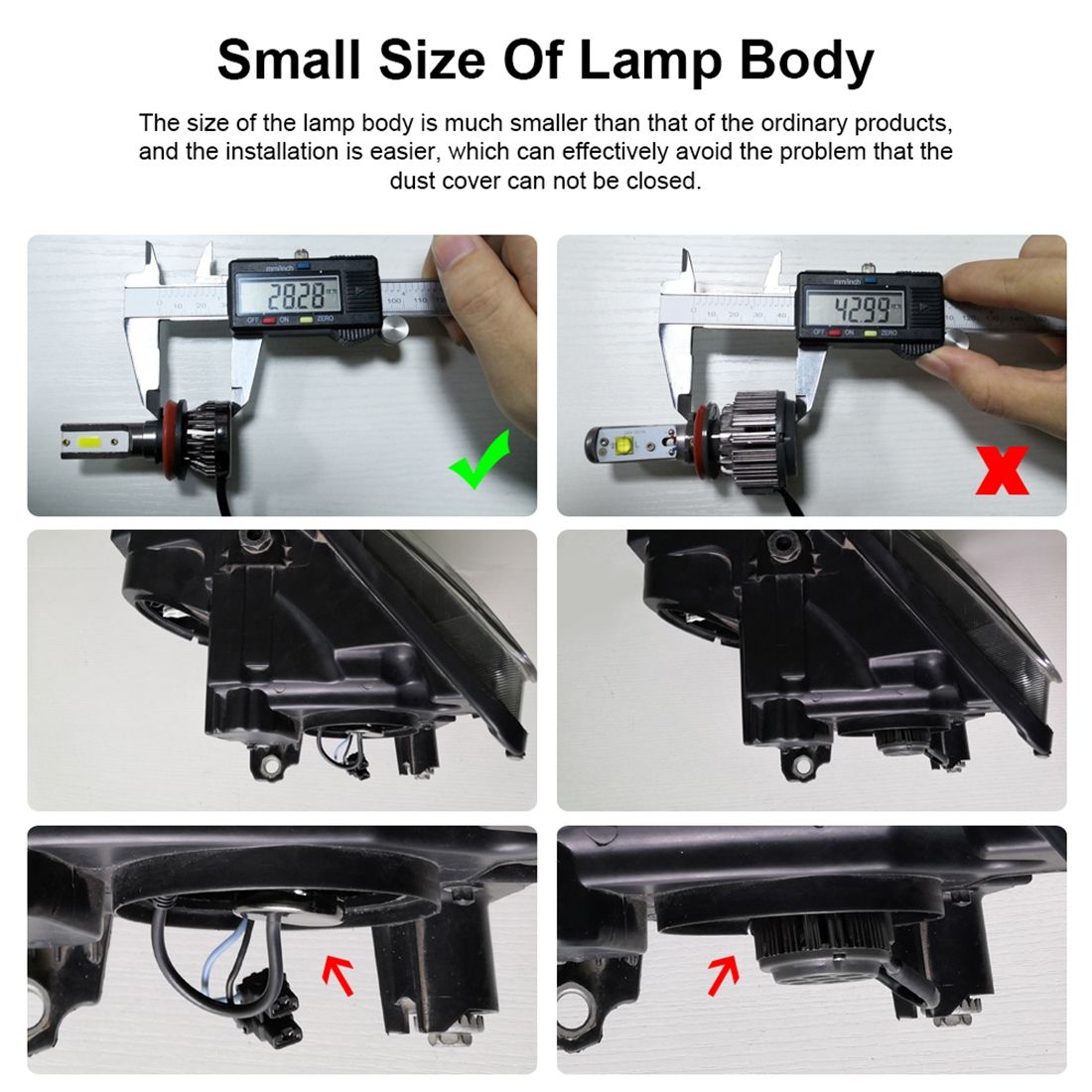 2 PCS 9005 / HB3 / H10 IP68 Mini LED Headlight