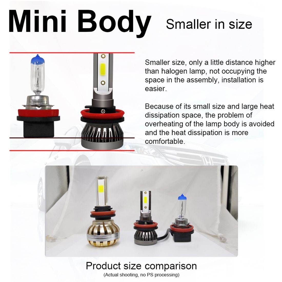 2 PCS 9005 / HB3 / H10 IP68 Mini LED Headlight
