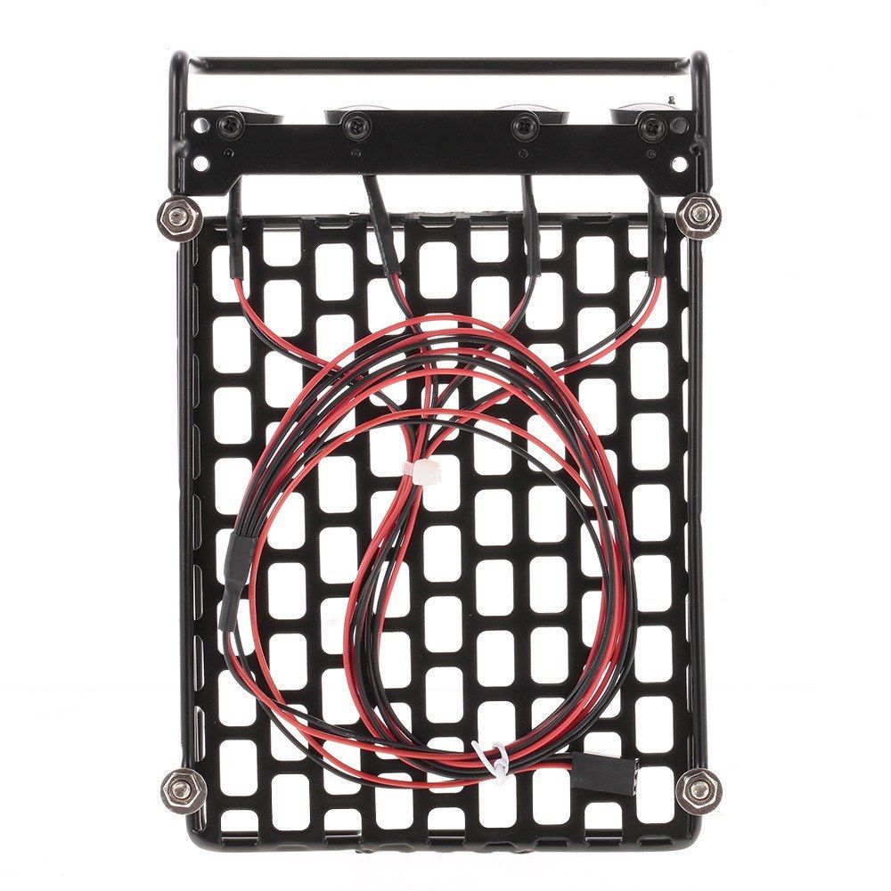 Roof Rack Luggage Carrier With Light Bar For 1/10 RC Crawler