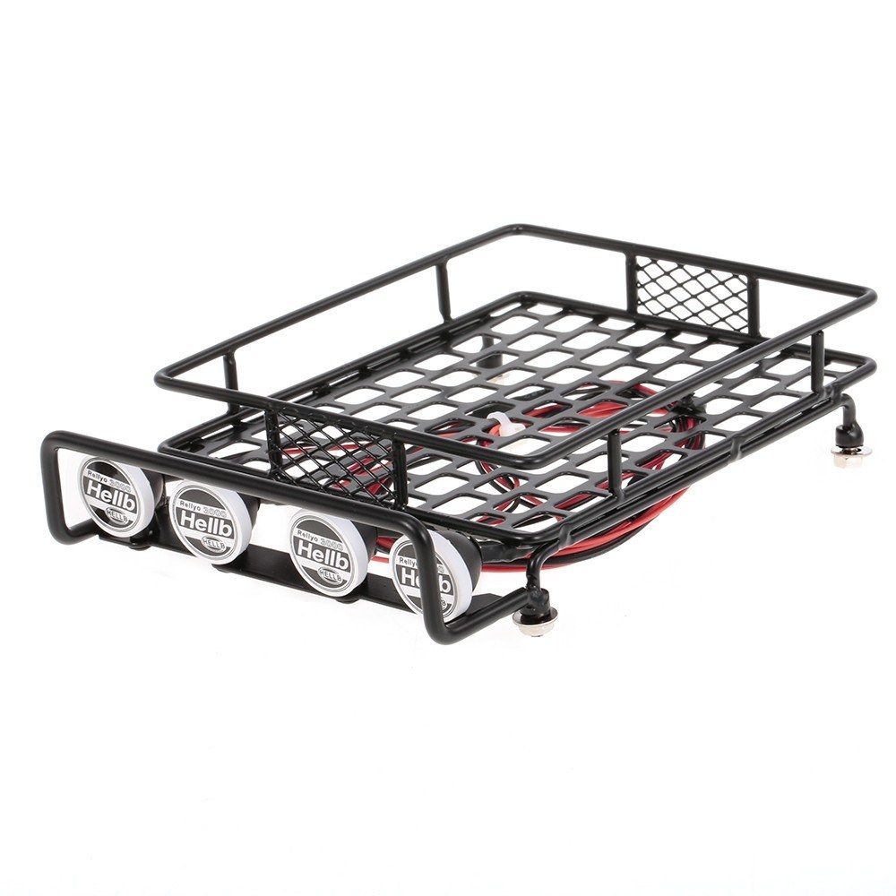 Roof Rack Luggage Carrier With Light Bar For 1/10 RC Crawler