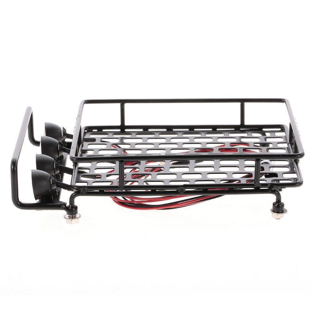 Roof Rack Luggage Carrier With Light Bar For 1/10 RC Crawler