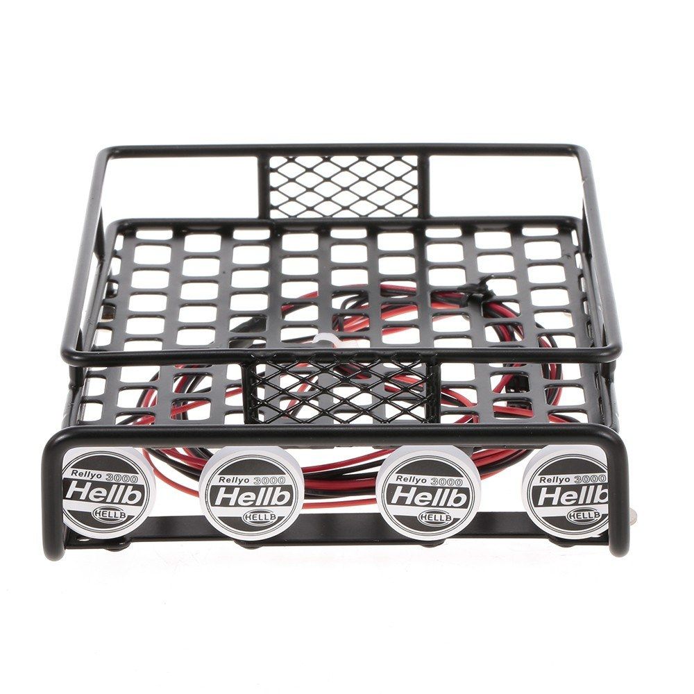 Roof Rack Luggage Carrier With Light Bar For 1/10 RC Crawler