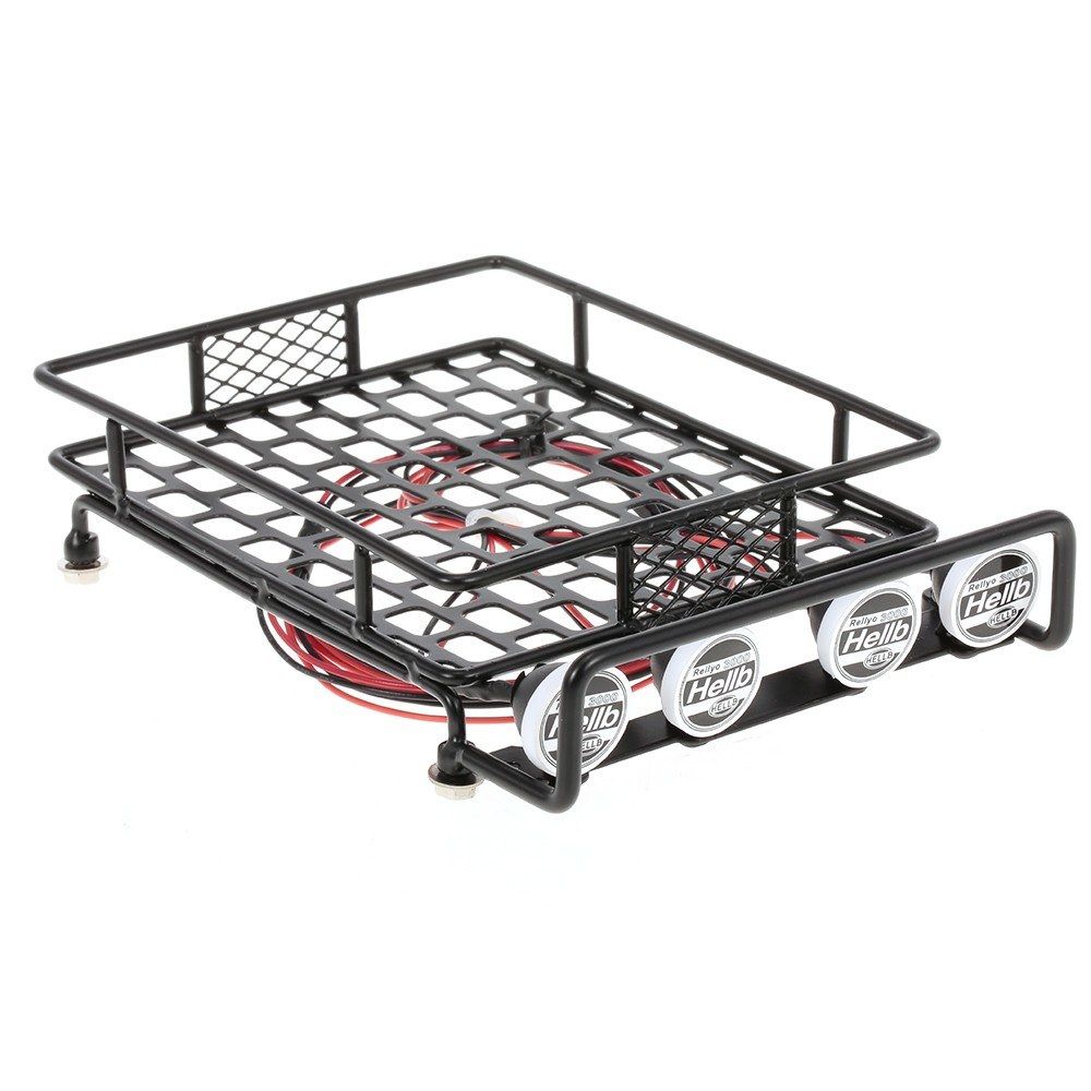 Roof Rack Luggage Carrier With Light Bar For 1/10 RC Crawler