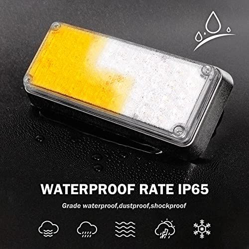 Upgraded 2pcs Magnetic Flashing Hazard Amber White Strobe Li