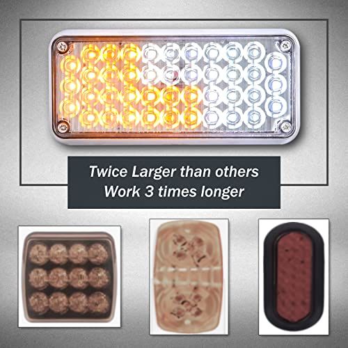 Upgraded 2pcs Magnetic Flashing Hazard Amber White Strobe Li