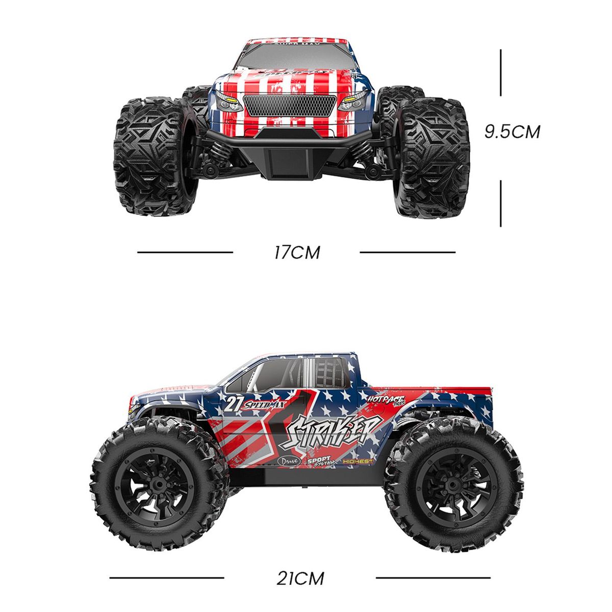 Remote Control Car, 1:20 Scale 2.4GHz Remote Control Racing Car 4-Wheel-Drive High-Speed Off-Road Vehicle Red