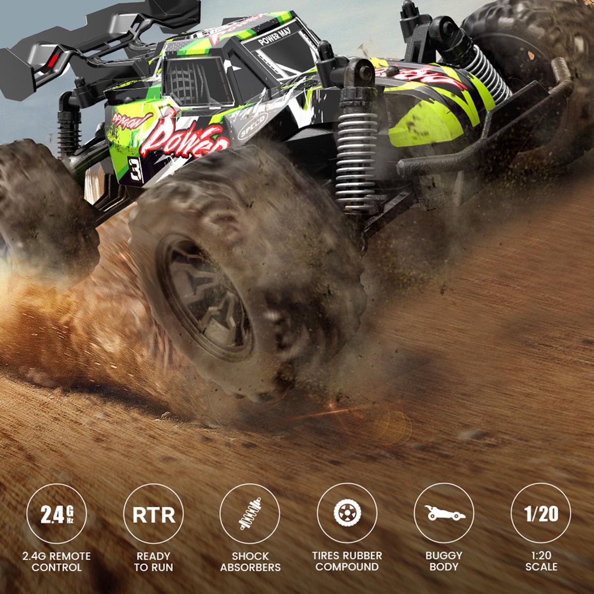 Remote Control Car, 1:20 Scale 2.4GHz Remote Control Racing Car 4-Wheel-Drive High-Speed Off-Road Vehicle Red
