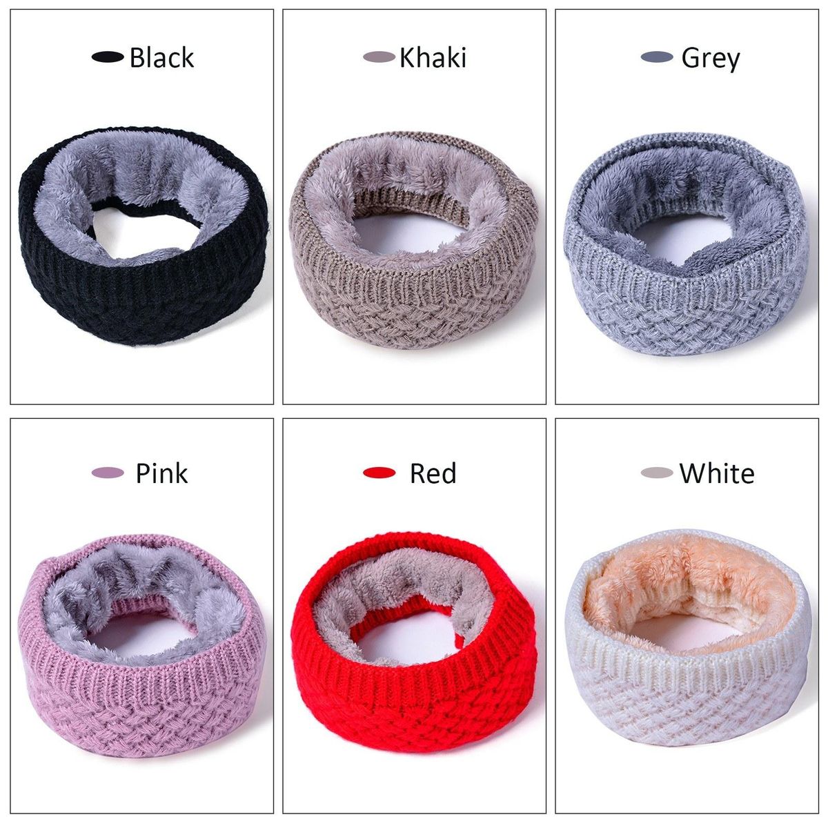 Winter Warm Neck Gaiter Warmer Knit Fleece Lined Circle Scarf for Men Women