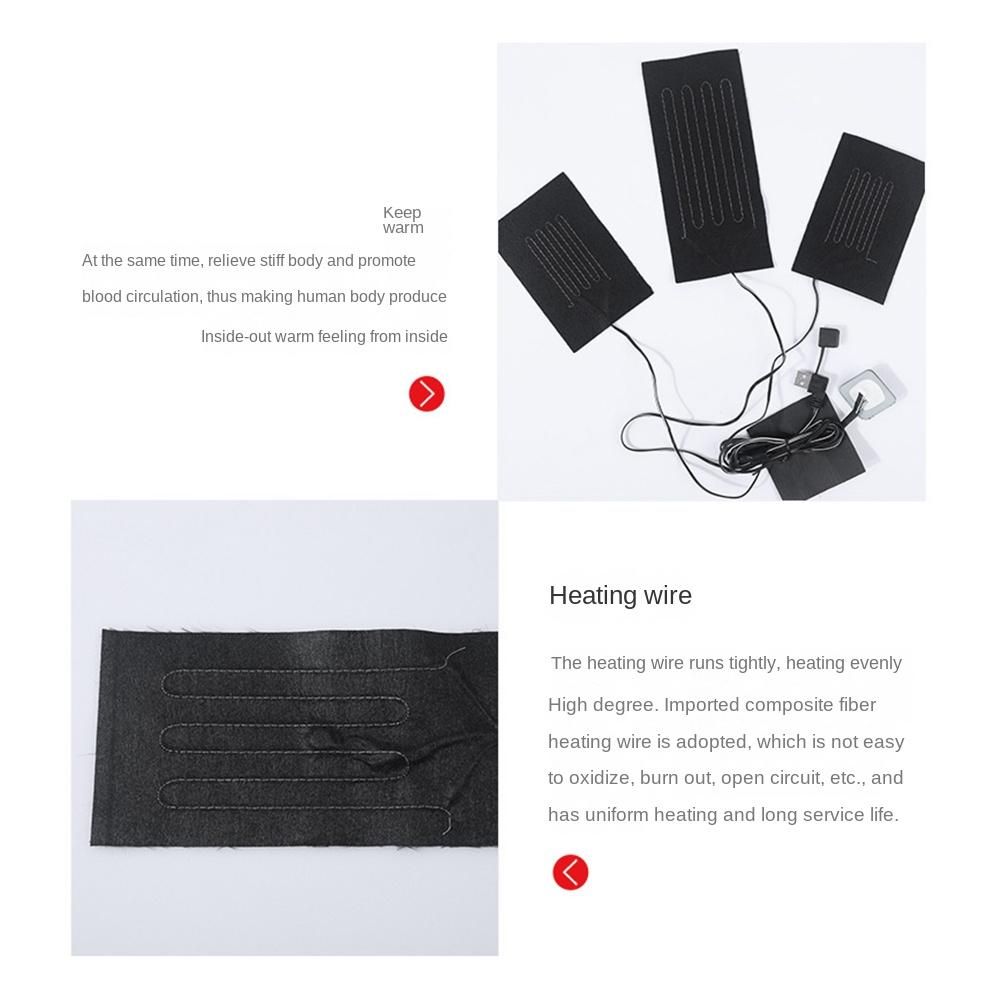 USB Warm Paste Pads Fast-Heating Carbon Fiber Heating Pad Safe Heating Warmer Pad for Vest One Drag Three Heating Pad