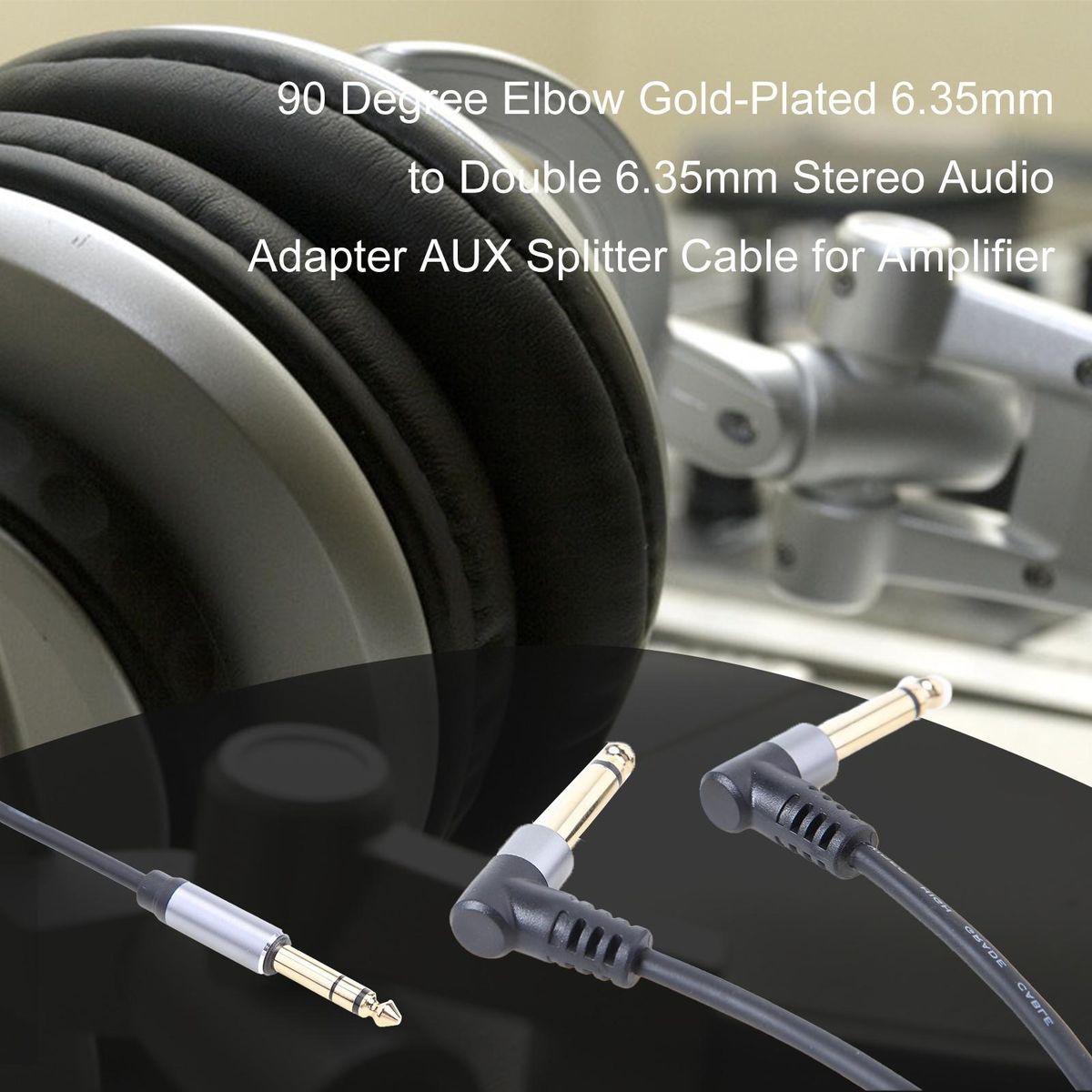 Audio Cable 6.35mm to Double 6.35mm AUX Adapter Cable Black