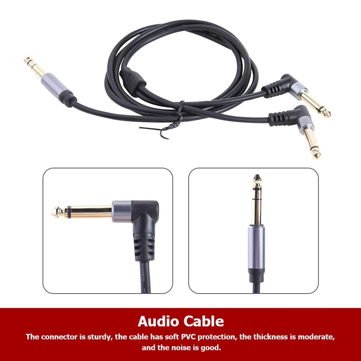 Audio Cable 6.35mm to Double 6.35mm AUX Adapter Cable Black