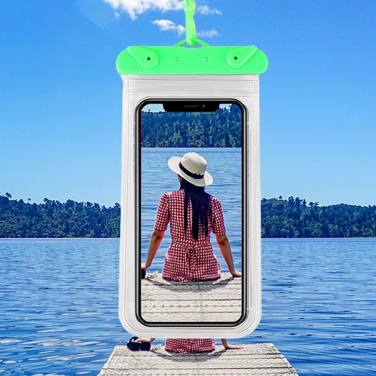 1 Set Mobile Phone Bag Beach Camping Waterproof Phone Bag Green