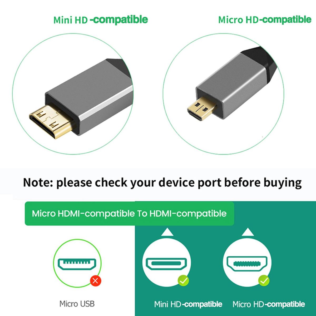 Theater-quality Sound Cable Hd Micro Hdmi to Hdmi 48gbps Retractable Black