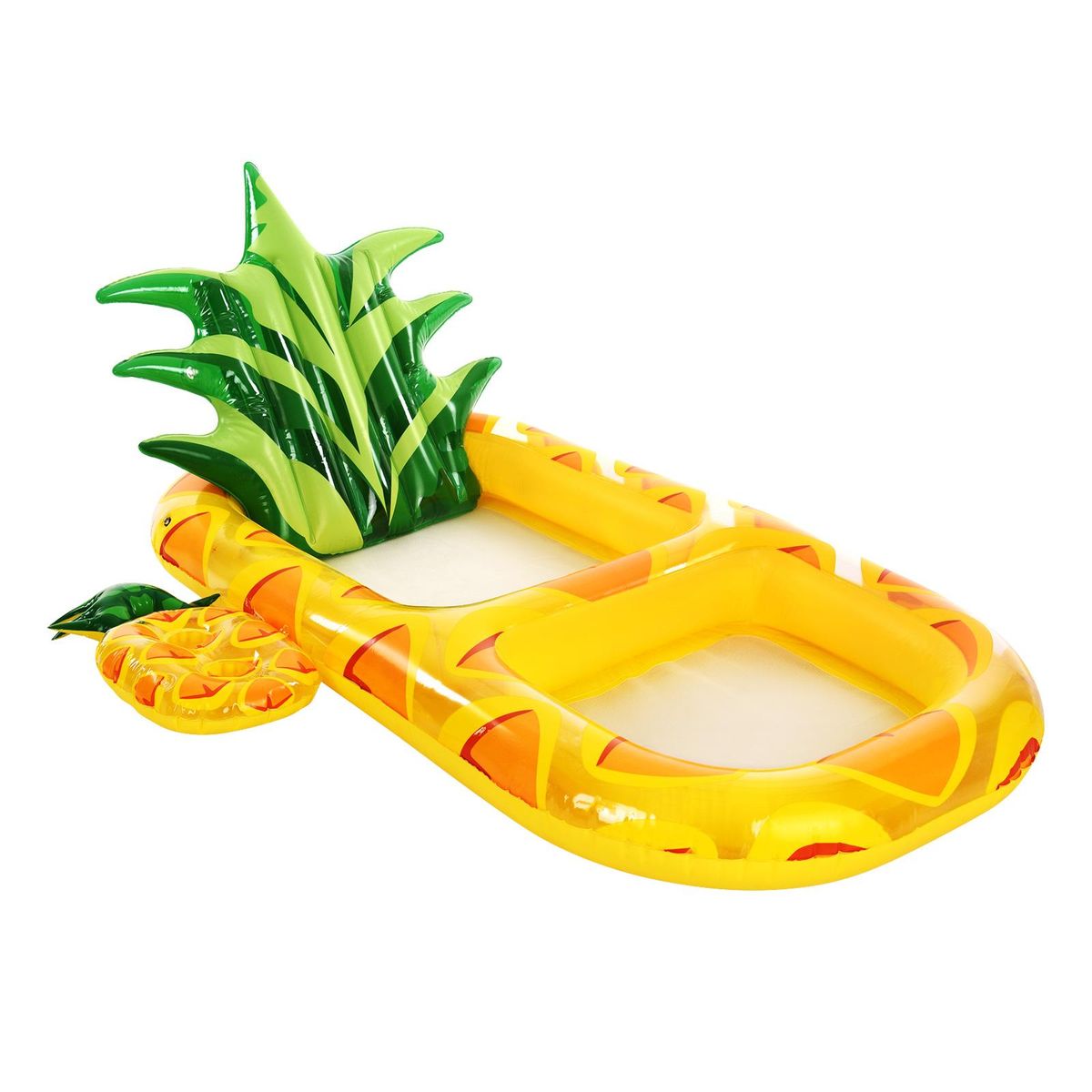 170 * 88cm/ 67 * 35in Inflatable Lounging Swimming Pool Float Pineapple Floating Lounge Chair Floating Hammock with Mesh Bottom Backrest Cup Holders for Adults