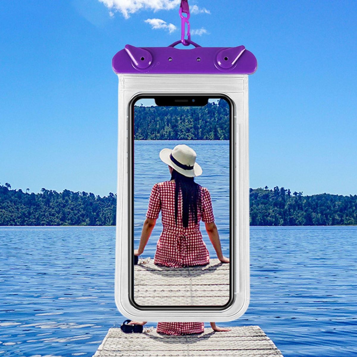 1 Set Mobile Phone Bag Beach Camping Waterproof Phone Bag Purple