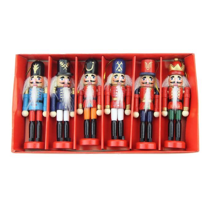 6Pcs Mini Wooden Nutcracker Soldier Ornaments Kit   Gift