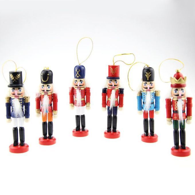 6Pcs Mini Wooden Nutcracker Soldier Ornaments Kit   Gift