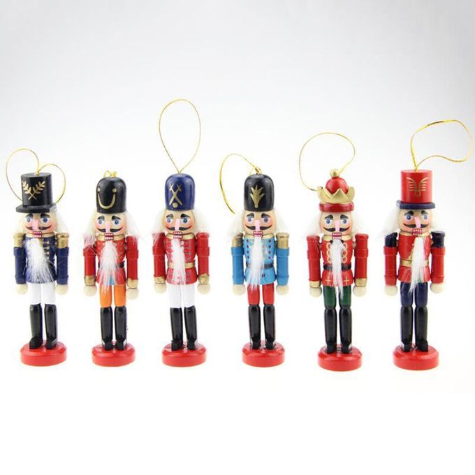 6Pcs Mini Wooden Nutcracker Soldier Ornaments Kit   Gift