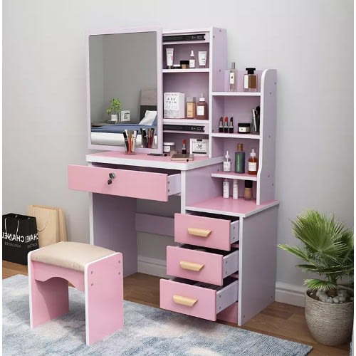 Dressing Mirror For Bedrooms With Stool Led Light Mirror