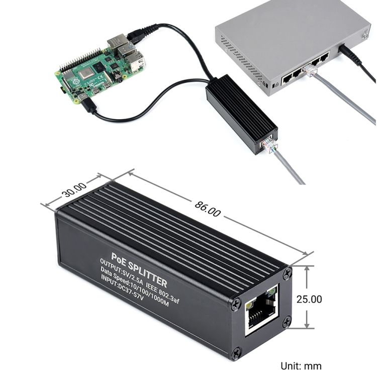 Waveshare Metal Case Gigabit PoE Splitter