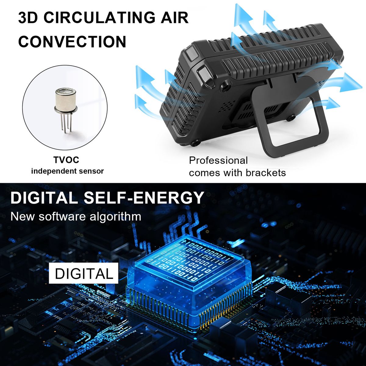 5 In 1 Multifunctional Air Quality Detector LCD Big Screen