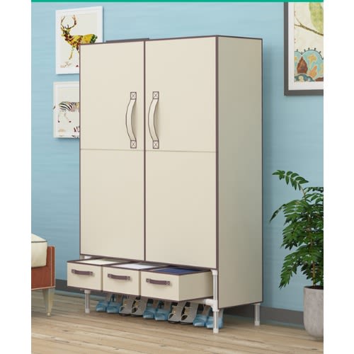 Steel Mobile Wardrobe With 2 Doors And Drawers