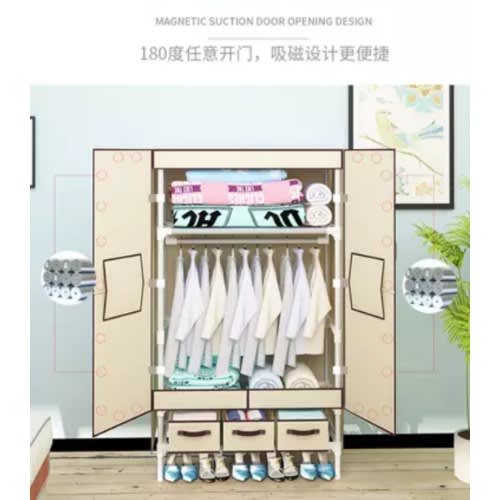Steel Mobile Wardrobe With 2 Doors And Drawers