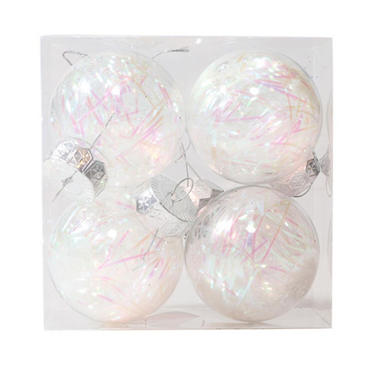 4 PcsSet Christmas Balls Reusable Reflective Christmas Tree Balls White