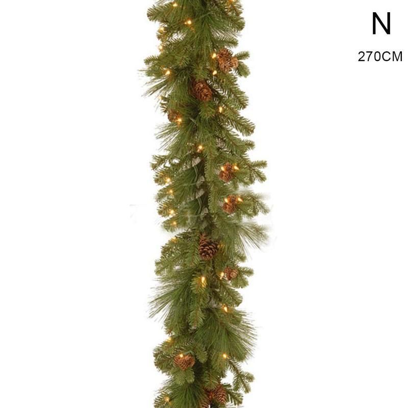 2.7M Christmas LED Rattan Wreath Garland LED Light Flower Strip Ornament Decorative Christmas Door Wreath Tree Home Decorations N