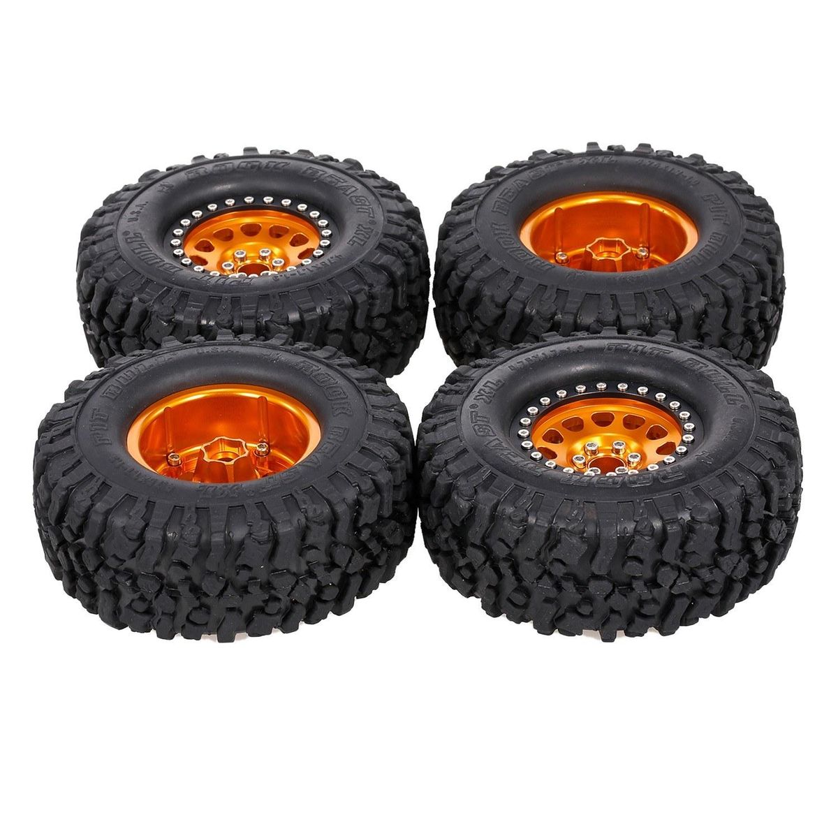 4PCS 2.2IN Crawler RC Tires with Metal Rim Ultra Soft Rock Crawler Tires for 1/10 rc Rock Crawler Traxxas Trx4 TRX-6 Axial Scx10 90046