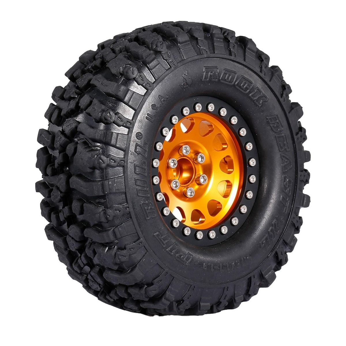 4PCS 2.2IN Crawler RC Tires with Metal Rim Ultra Soft Rock Crawler Tires for 1/10 rc Rock Crawler Traxxas Trx4 TRX-6 Axial Scx10 90046