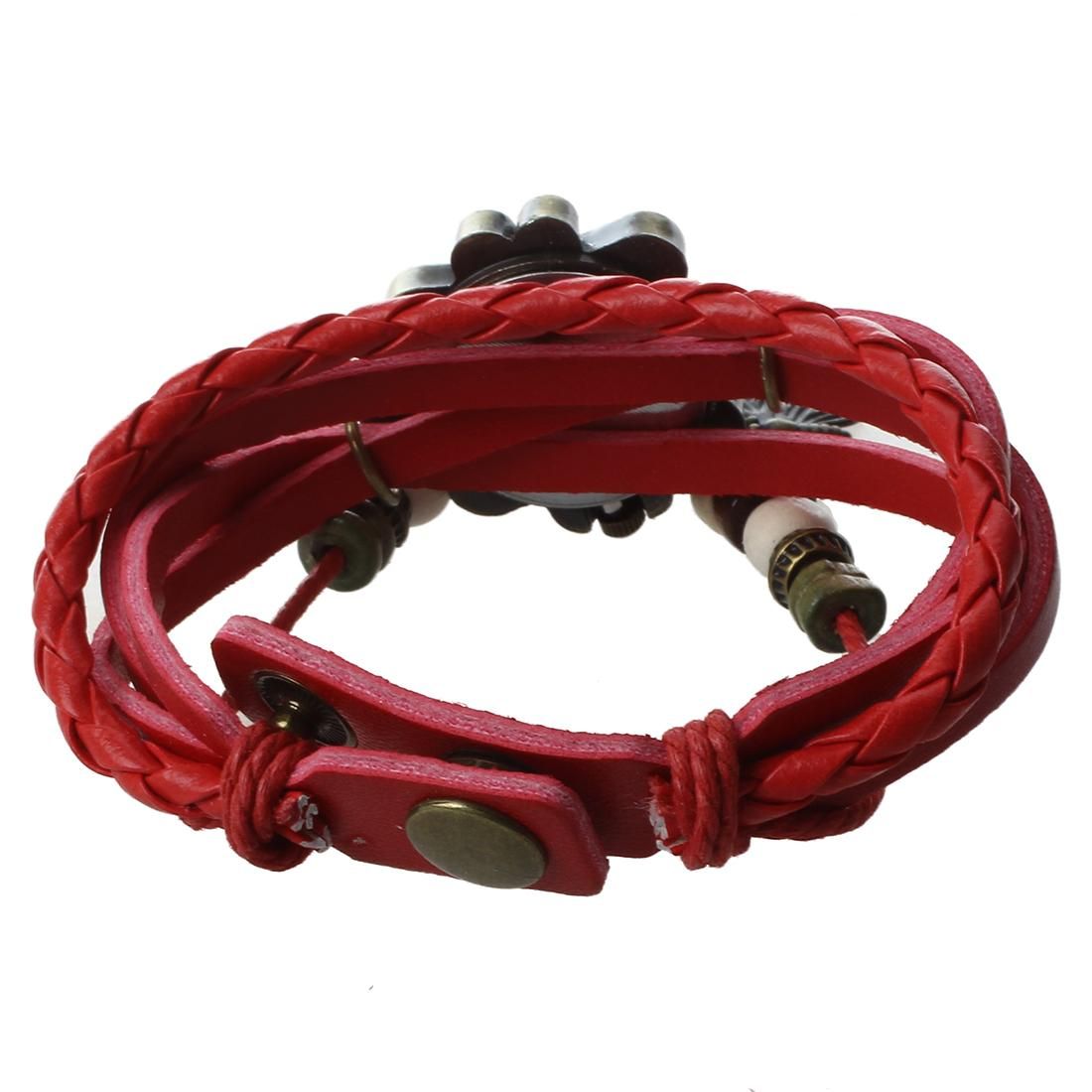 Weave Wrap Around Leather Bracelet Lady Woman Wrist Watch
