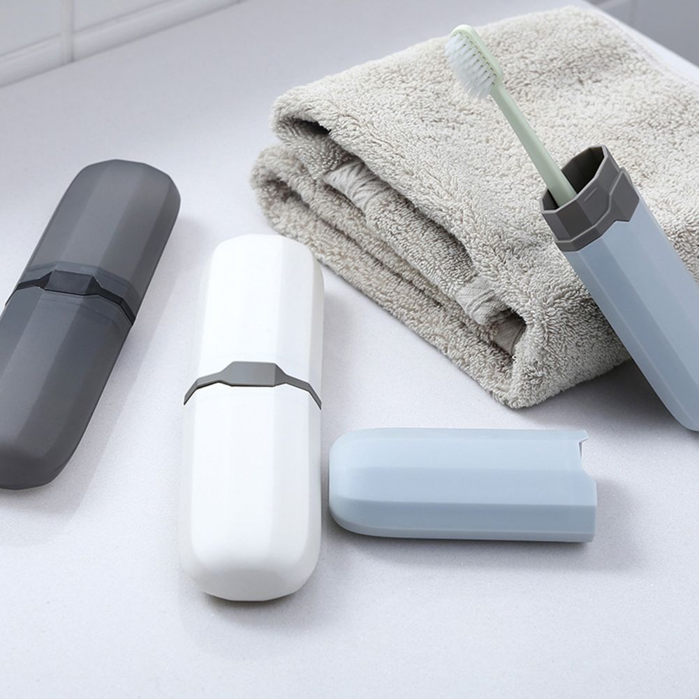 Portable Travel Toothbrush Toothpaste Storage Box Case Cutlery Pencil Container-White