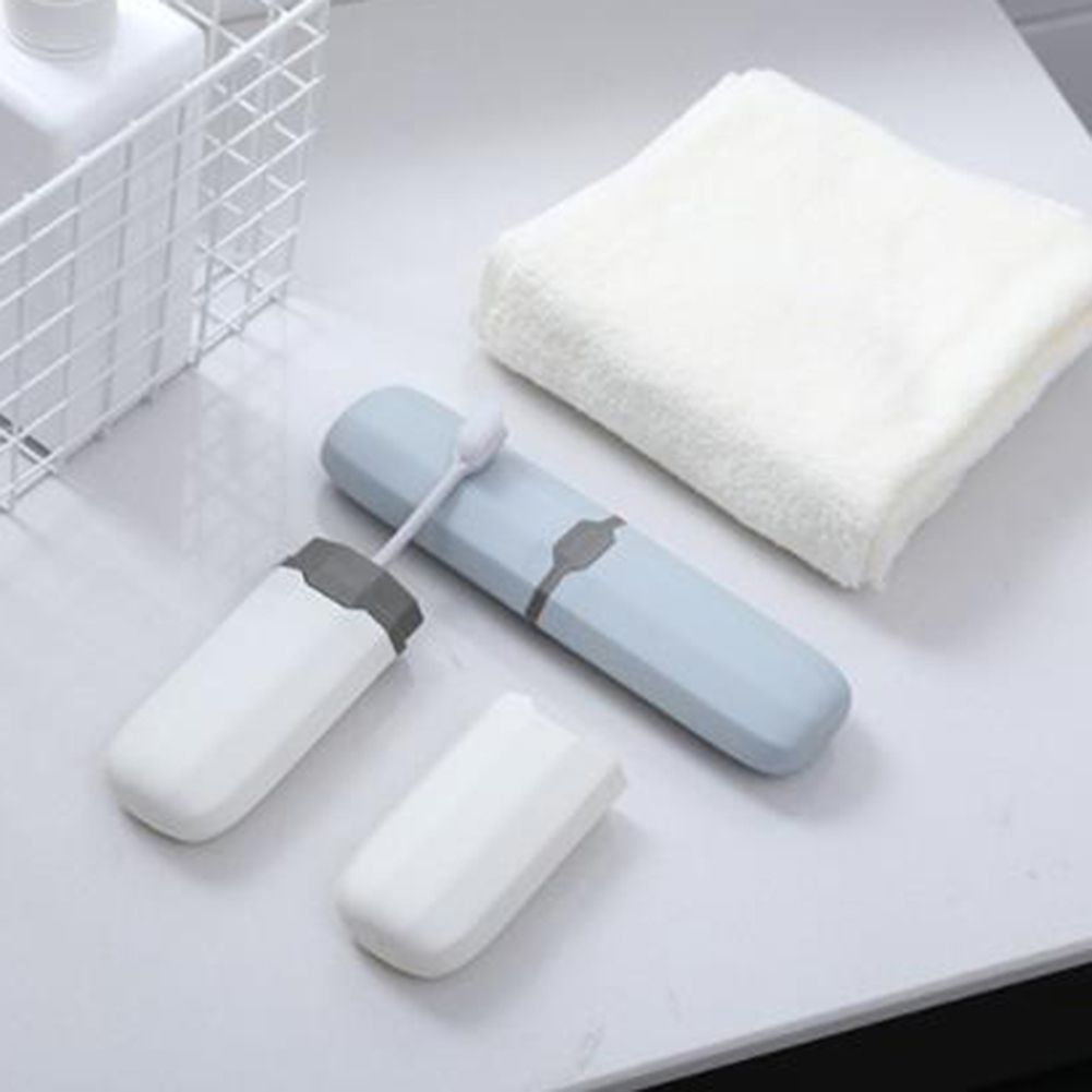 Portable Travel Toothbrush Toothpaste Storage Box Case Cutlery Pencil Container-White