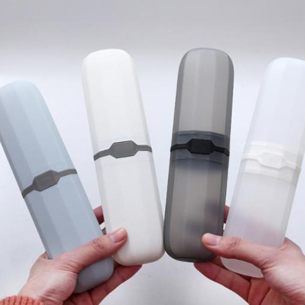 Portable Travel Toothbrush Toothpaste Storage Box Case Cutlery Pencil Container-White
