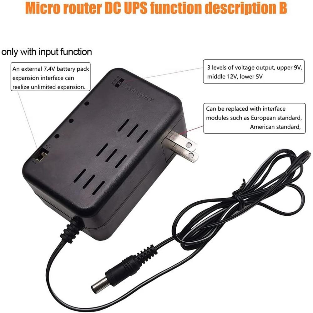 Rechargeable 5000MAh 5V 9V 12V UPS Uninterrupted Power Supply 55X21Mm Output for WiFi Router LED EU Plug