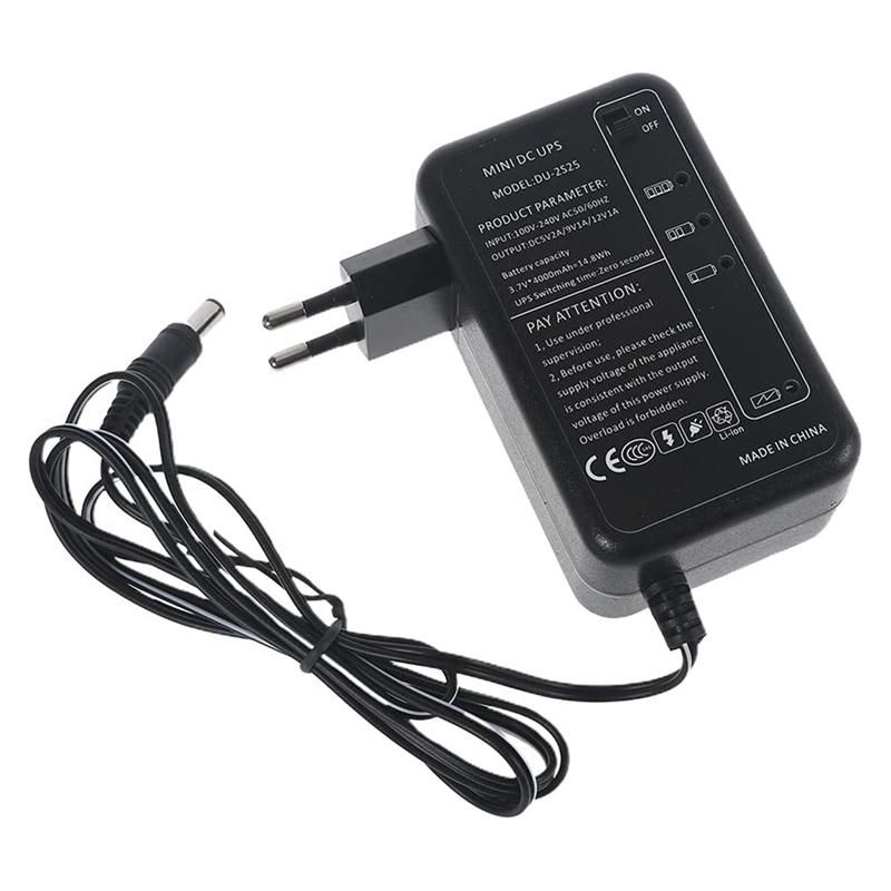 Rechargeable 5000MAh 5V 9V 12V UPS Uninterrupted Power Supply 55X21Mm Output for WiFi Router LED EU Plug