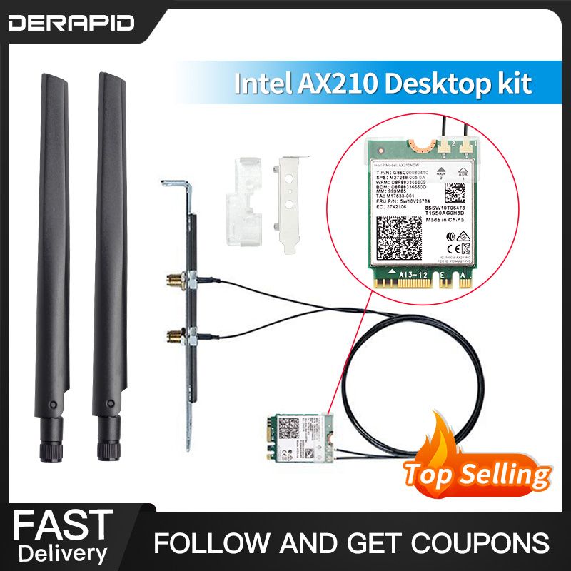 Desktop Kit Intel AX210 Wi-Fi 6E M.2 NGFF 2400Mbps