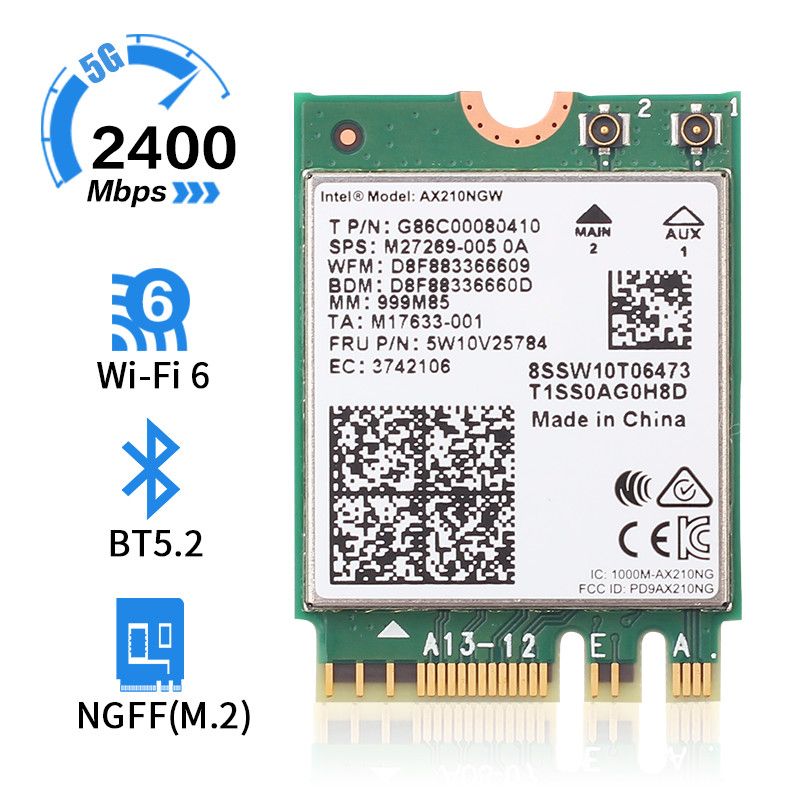 Desktop Kit Intel AX210 Wi-Fi 6E M.2 NGFF 2400Mbps