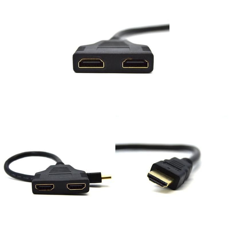 HDMI Male To 2 HDMI Female 1 In 2 Out Splitter Black Cable A