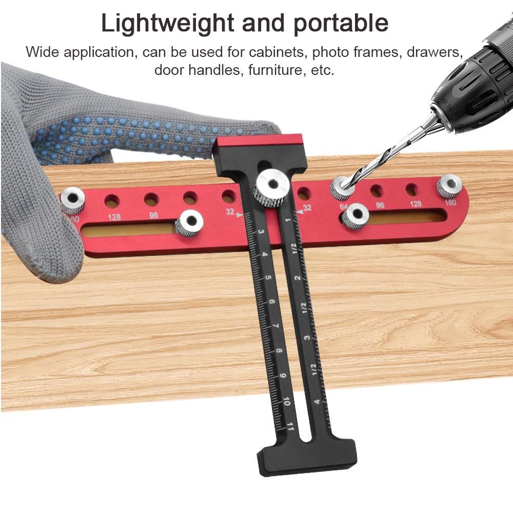 Woodworking Hole Pitch Punch Locator Aluminum Alloy Drawer Cabinet Door Handle Hole Drill Guide Hardware Template Tool
