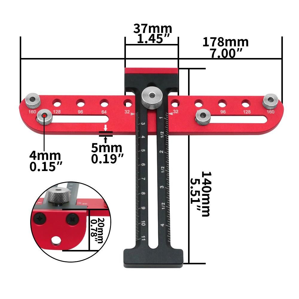 Woodworking Hole Pitch Punch Locator Aluminum Alloy Drawer Cabinet Door Handle Hole Drill Guide Hardware Template Tool