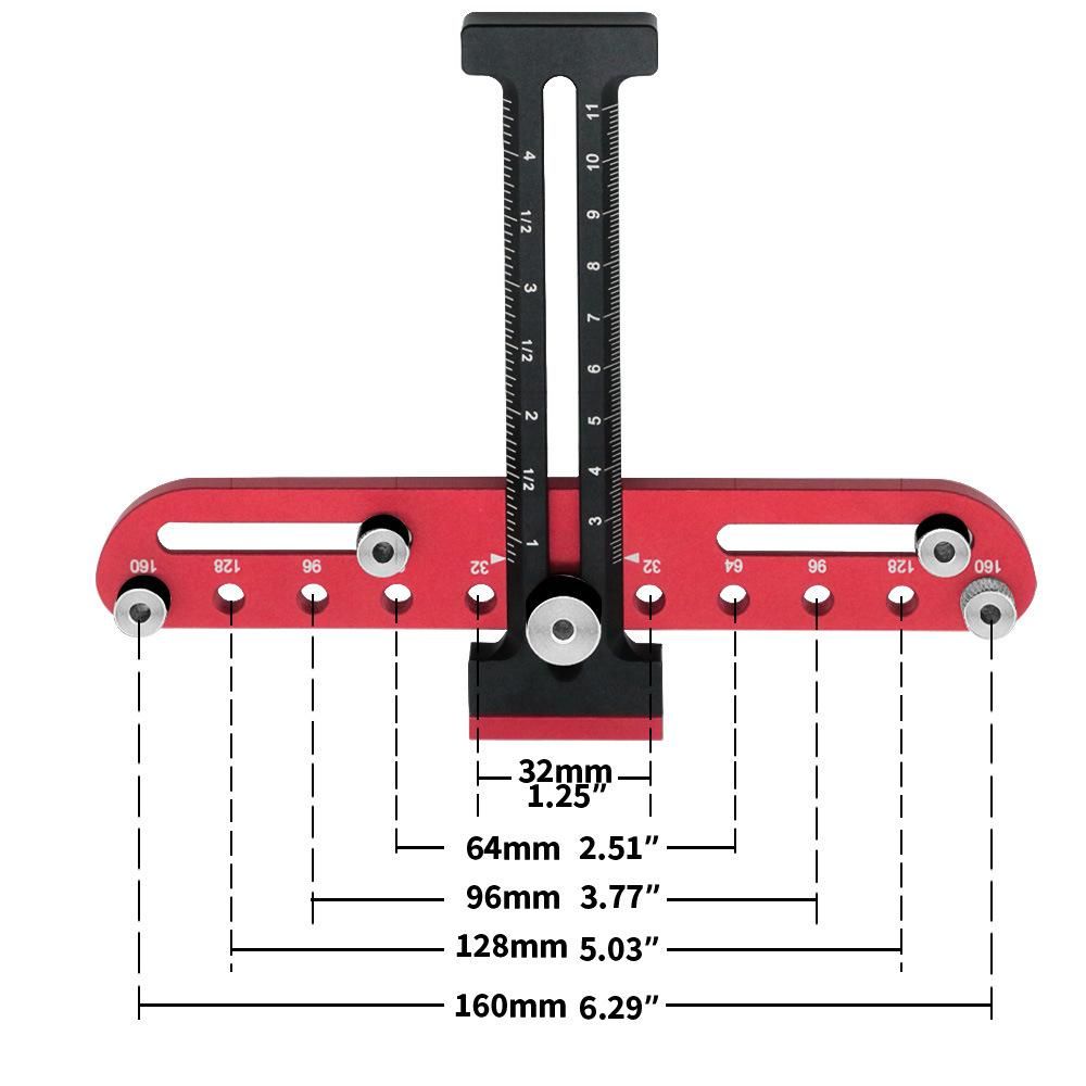 Woodworking Hole Pitch Punch Locator Aluminum Alloy Drawer Cabinet Door Handle Hole Drill Guide Hardware Template Tool