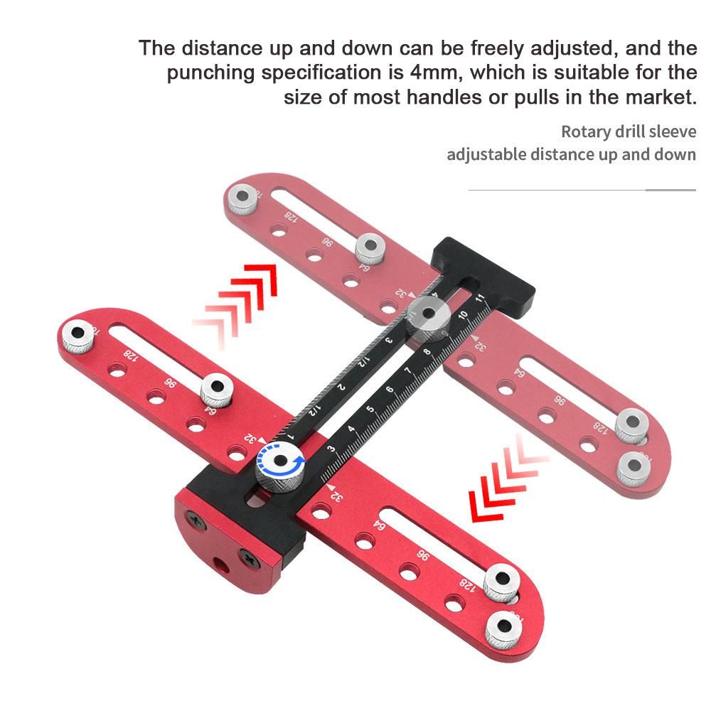 Woodworking Hole Pitch Punch Locator Aluminum Alloy Drawer Cabinet Door Handle Hole Drill Guide Hardware Template Tool