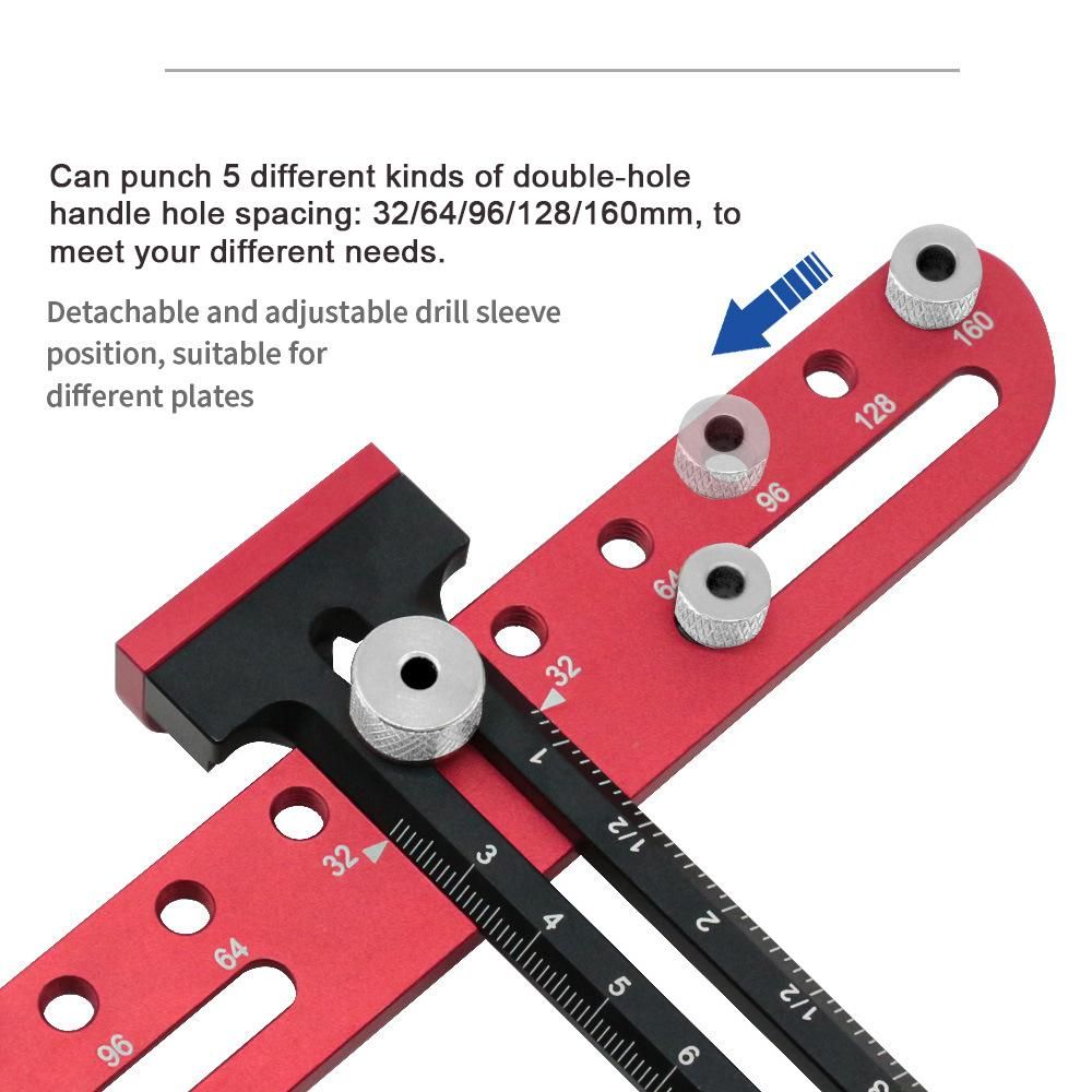 Woodworking Hole Pitch Punch Locator Aluminum Alloy Drawer Cabinet Door Handle Hole Drill Guide Hardware Template Tool