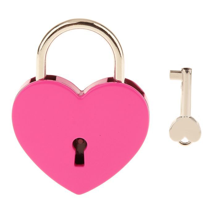 Large Heart Shape Padlock W Key Closet  Shackle L Peach 1pc