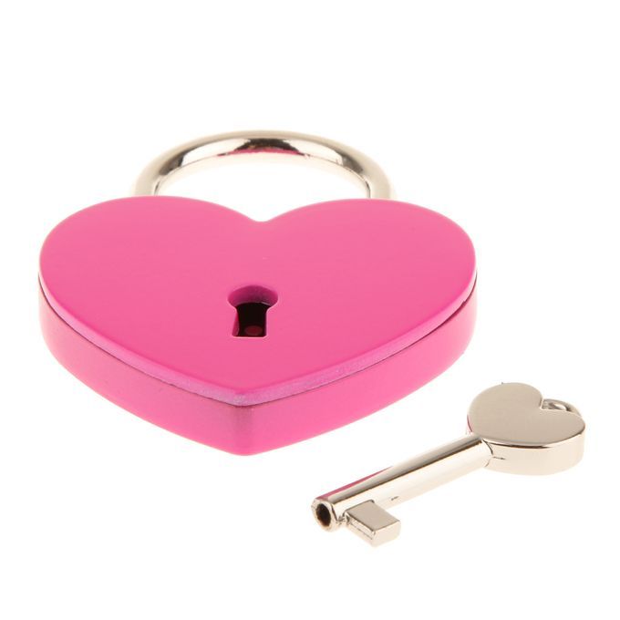 Large Heart Shape Padlock W Key Closet  Shackle L Peach 1pc