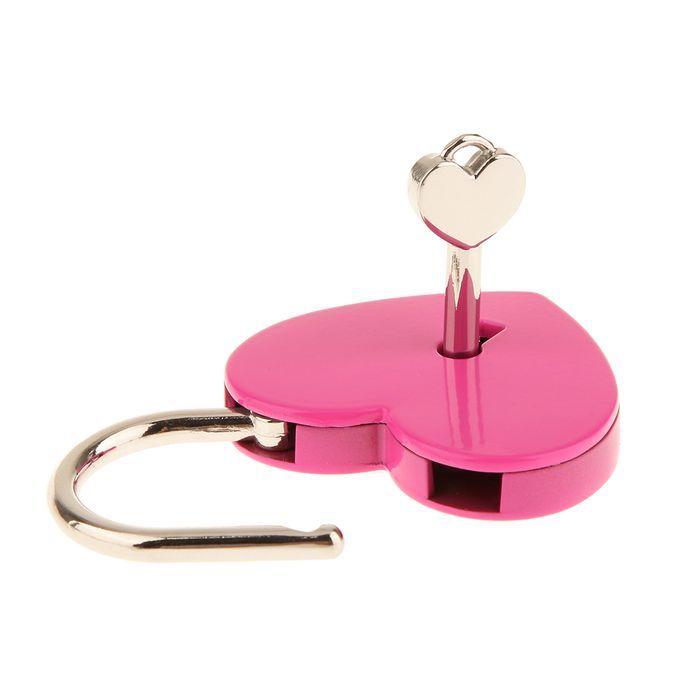 Large Heart Shape Padlock W Key Closet  Shackle L Peach 1pc