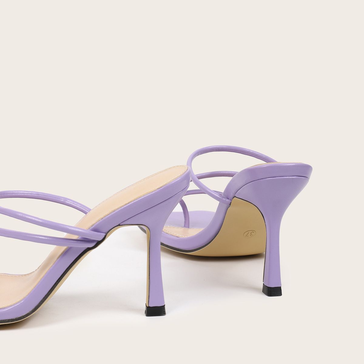 New Style Small Fresh Square Toe Clip Back Thin Heel High Heel Sandals